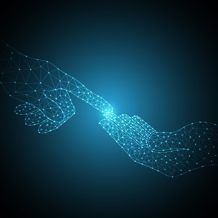 Vetor tecnologia mão polígono toque