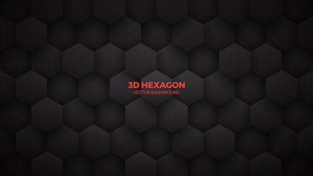 Tecnologia minimalista preto abstrato hexágonos 3d