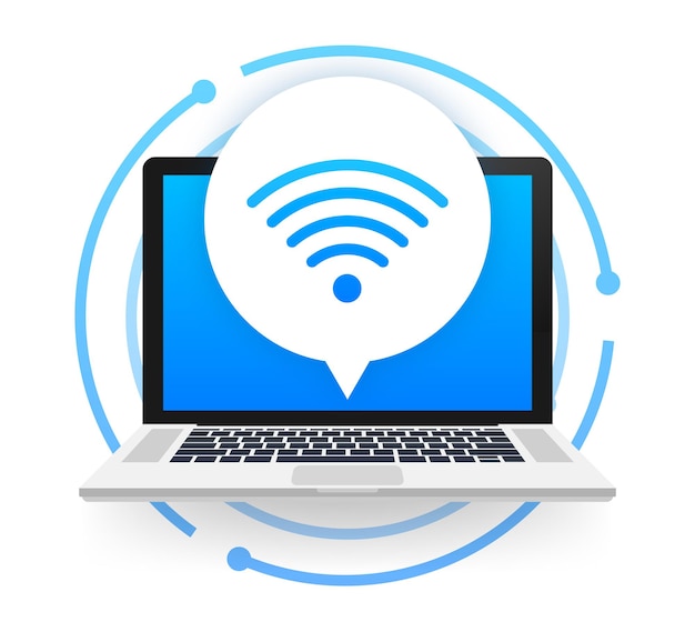 Tecnologia sem fio. conexão de internet wi-fi na tela do laptop. ilustração em vetor das ações.