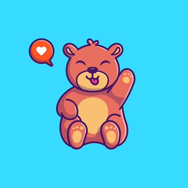 Teddy bear hand up icon ilustração bonito. personagem de desenho animado de  mascote de urso. conceito de ícone animal isolado