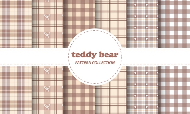 Teddy bear seamless patterns