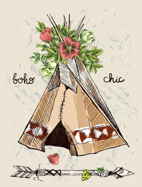 Teepee e flores