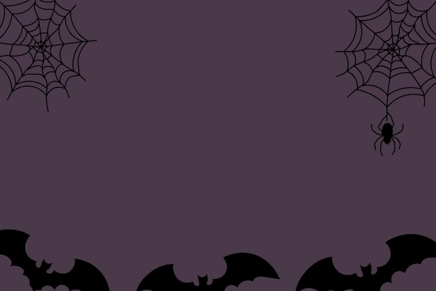 Teia de aranha de Halloween e aranhas com morcego na cor de fundo ilustração vetorial