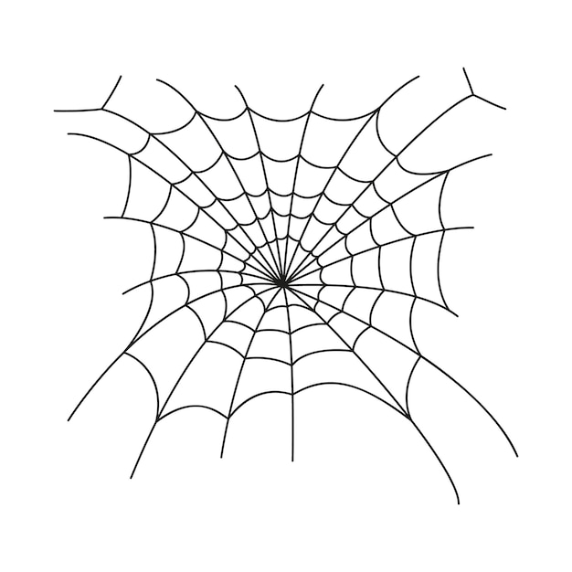 Vetor teia de aranha emaranhada em estilo linear elemento de design de teia de aranha para decoração de festa de halloween