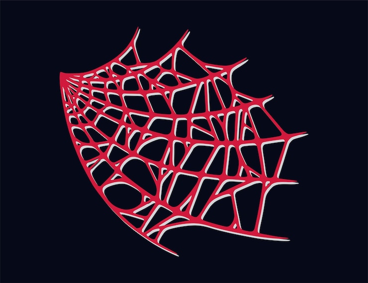 Vetor teia de aranha isolada em fundo escuro teias de aranha assustadoras de halloween com fios vermelhos ilustração vetorial