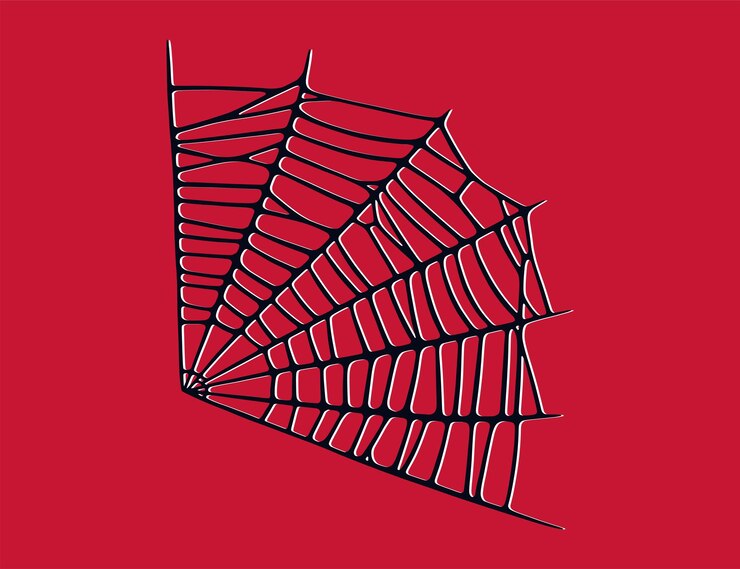 Vetor teia de aranha isolada em fundo vermelho teias de aranha assustadoras de halloween com fios vermelhos ilustração vetorial