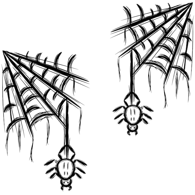 Desenho De Halloween Mão Desenhada Teias De Aranhas Assustadoras