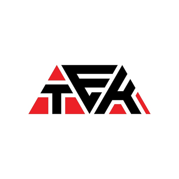 TEK triângulo letra logotipo design com forma de triângulo TEK logotipo triângulo design monograma TEK triángulo vetor logotipo modelo com cor vermelha TEK logo triangular simples elegante e luxuoso logotipo TEK