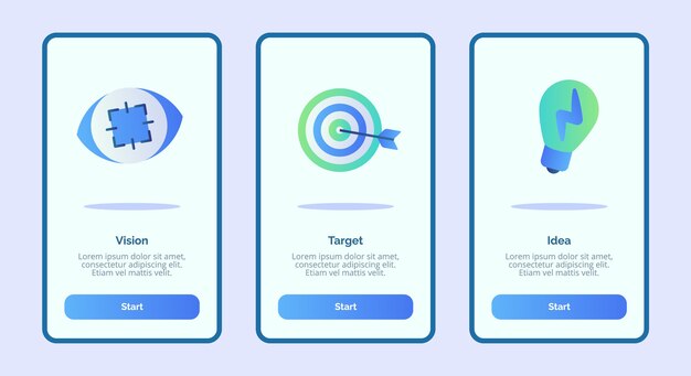 Tela de ideia de alvo de visão para aplicativos móveis