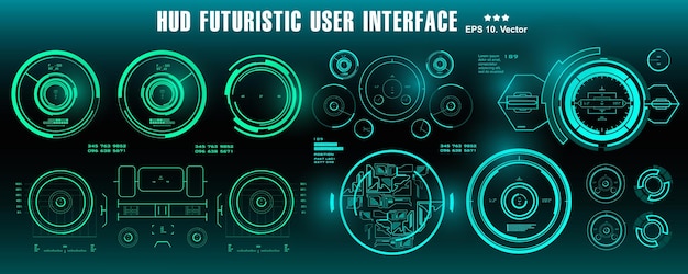Tela de tecnologia de realidade virtual de exibição de painel hud alvo de interface de usuário verde futurista