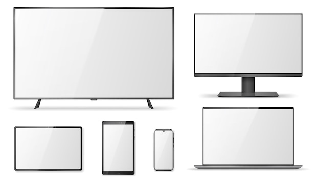 Tela de televisão realista, monitor, laptop