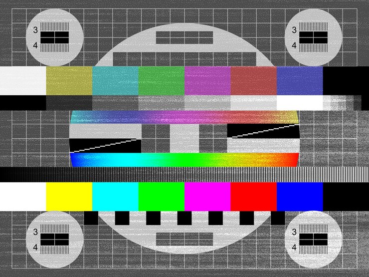 Vetor tela de teste de sinal de tv de grão de ruído tela de teste de sinal de tv com padrão de falha de cor de televisão retrô tela de teste de sinal de tv com imagem estática de ruído de grão ou efeito pontilhado dotwork