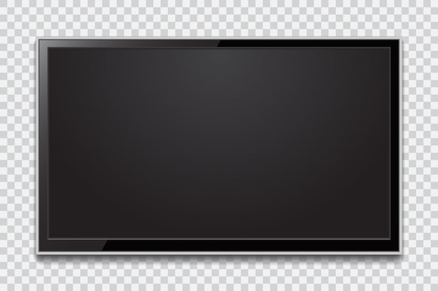 Vetor tela de tv realista. painel lcd moderno e elegante, tipo de led. maquete de exibição de monitor de computador grande