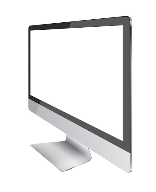 Tela do monitor do computador com tela em branco isolada no fundo branco.