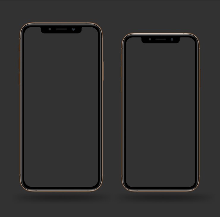 Tela transparente de smartphone ouro.