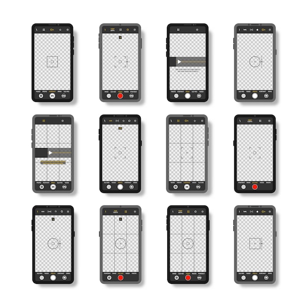 Vetor telefone celular com interface de câmera