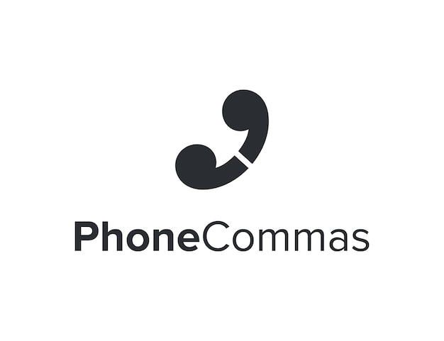 Telefone com duas vírgulas simples, elegante, criativo, geométrico, moderno, design de logotipo