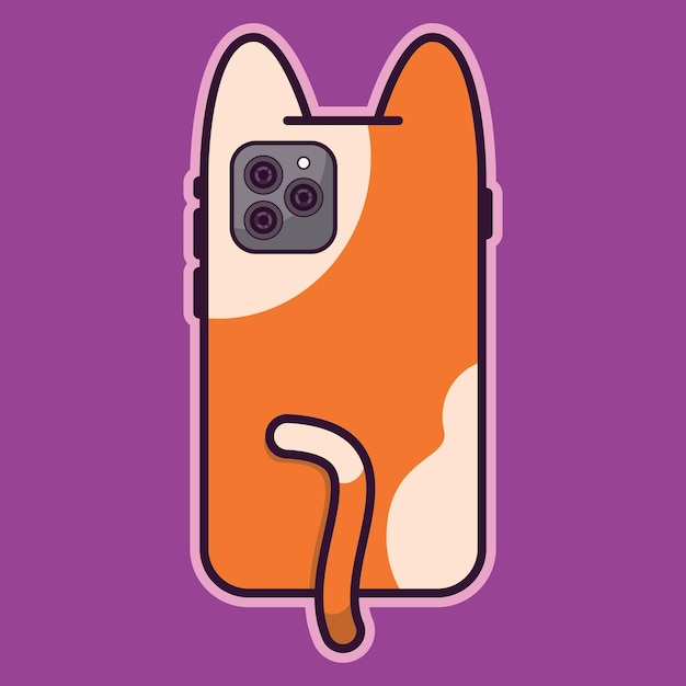 telefone com ilustração em forma de gato
