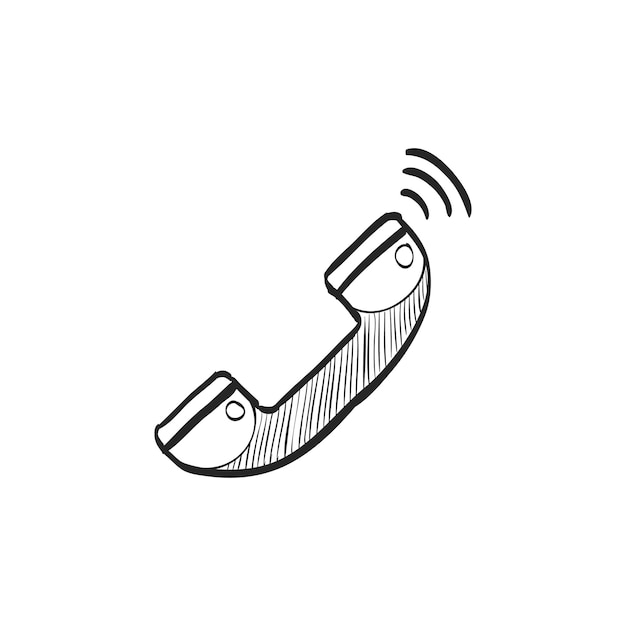 Vetor telefone fixo de ícone de esboço desenhado à mão