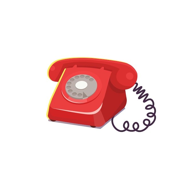 Telefone giratório retrô vermelho isolado no fundo branco