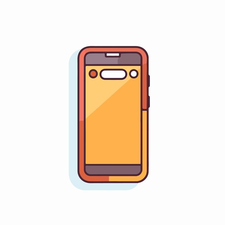 Vetor telefone laranja com contorno quadrado