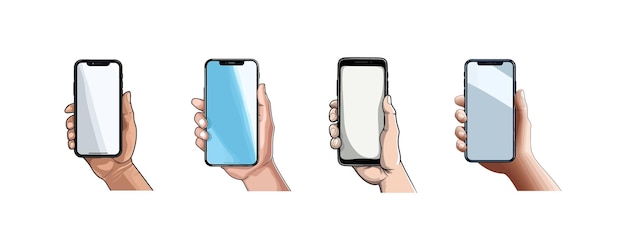 Telefone móvel na mão segurando smartphone vetor ilustração design