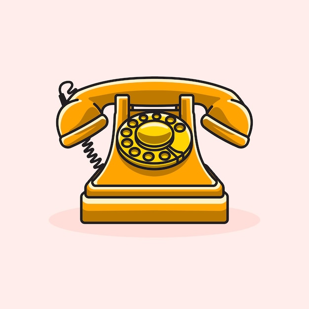 Vetor telefone retro clássico vintage laranja