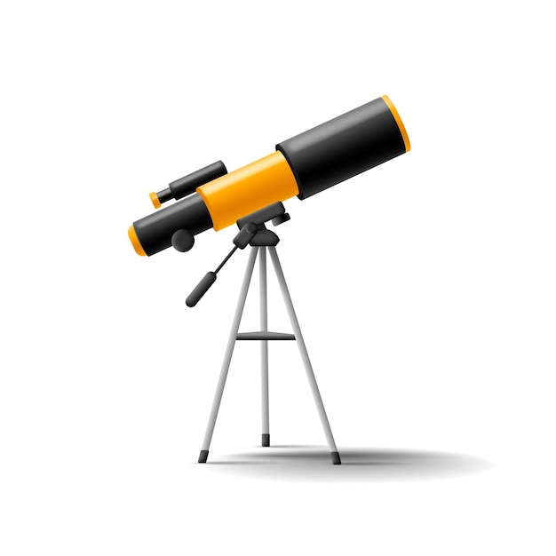 telescópio 3d isolado no fundo branco