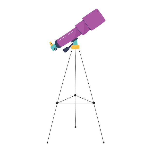 Telescópio desenhado à mão ilustração vetorial para crianças com conceito de espaço