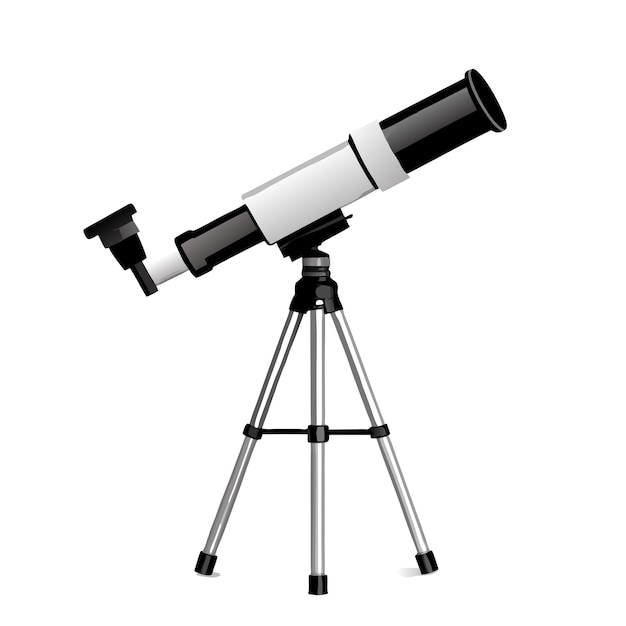 Telescópio realista isolado em fundo branco Ilustração 3
