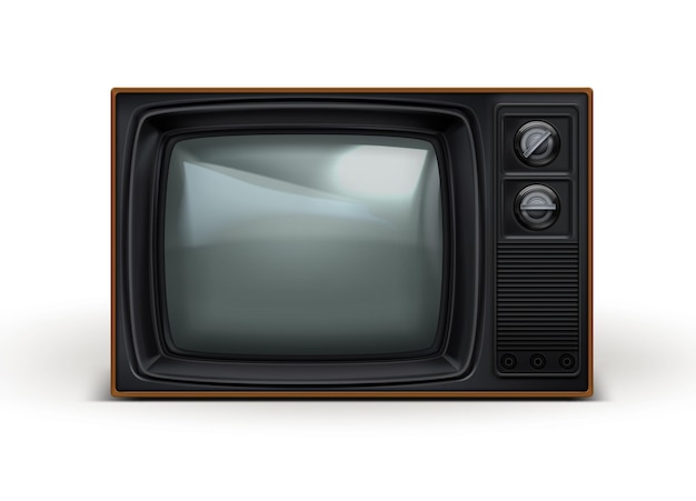 Vetor televisor retro realista dos anos 80 preto