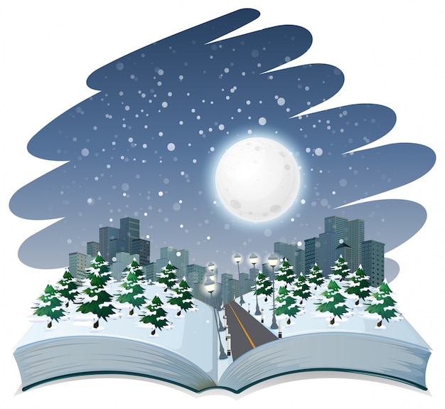 Tema aberto da noite do inverno do livro