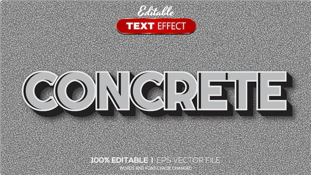 Tema concreto de efeito de texto editável em 3d