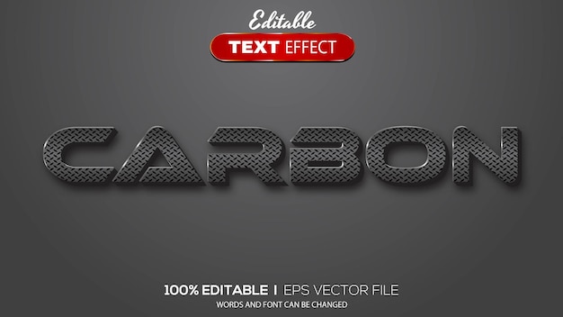 Tema de carbono de efeito de texto editável em 3D
