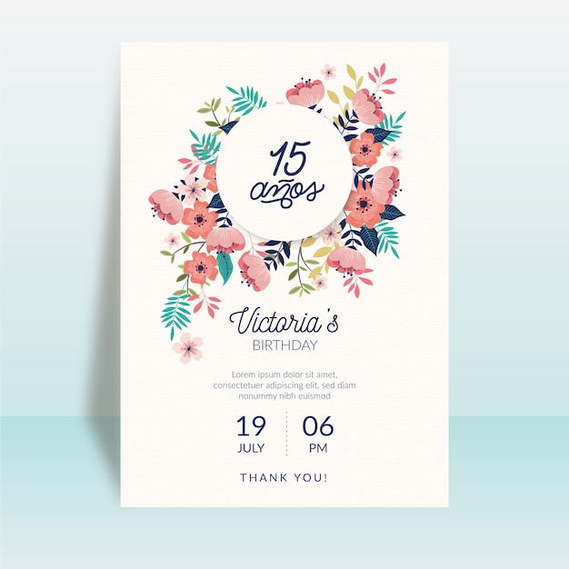 Vetor tema de cartão floral feliz aniversário