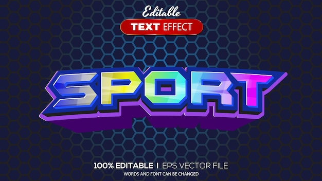 Tema de esporte de efeito de texto editável em 3d