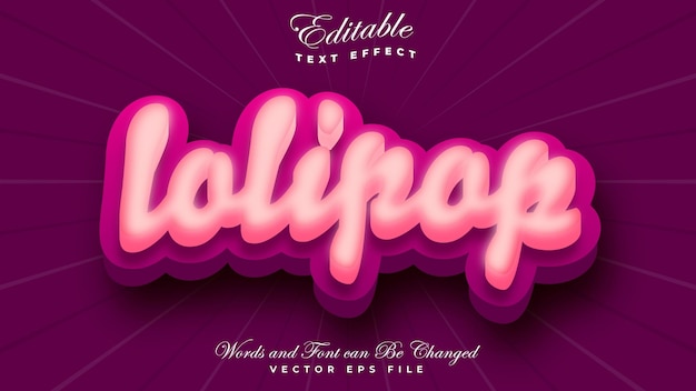 Tema de estilo Candy Lollipop com efeito de texto editável