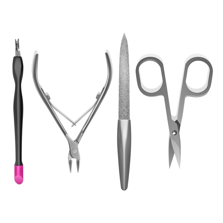 Vetor tema de ferramentas de manicure isoladas em um fundo branco formato vetorial