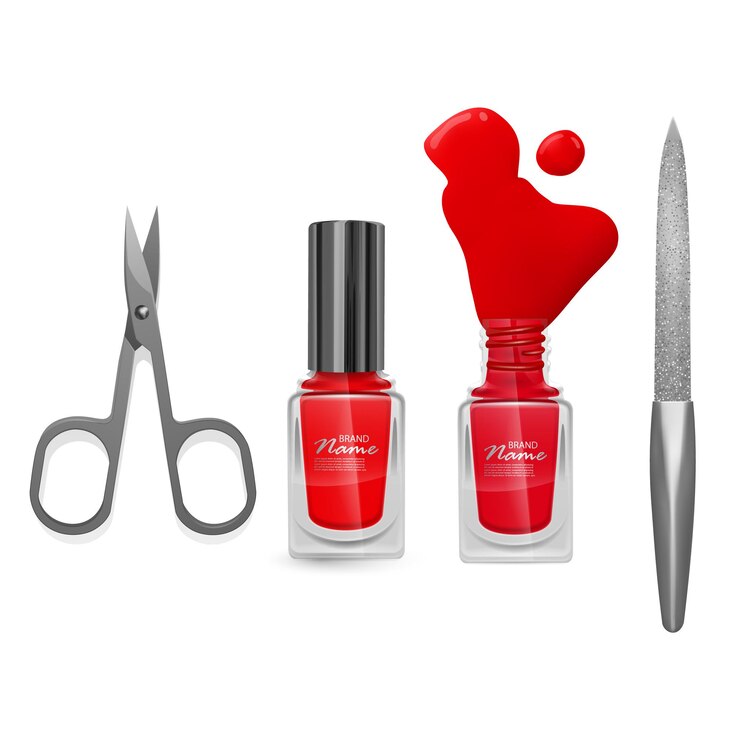 Vetor tema de ferramentas de manicure, isolado em um fundo branco, formato vetorial