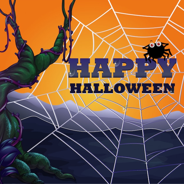 Tema de halloween com teia de aranha