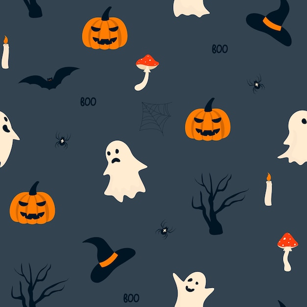 tema de halloween de desenho animado sem costura padrão