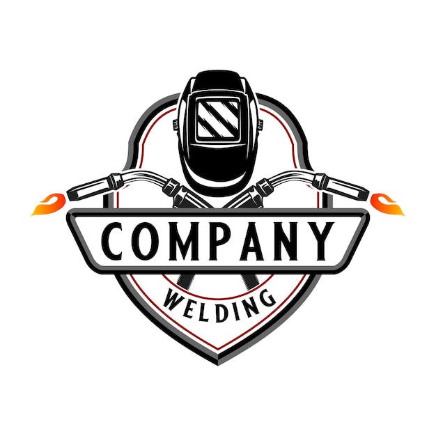 Vetor tema de tocha de soldagem de emblema de design de logotipo de soldagem, para a indústria de soldagem.