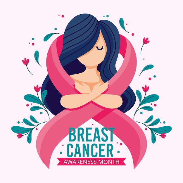 Vetor tema do mês de conscientização do câncer de mama
