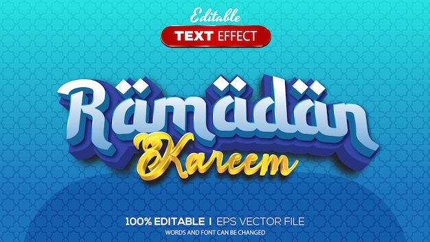 Tema do ramadã de efeito de texto editável em 3d