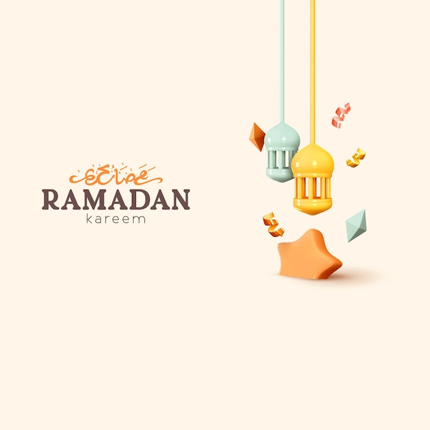 Vetor template de banner horizontal do ramadan kareem