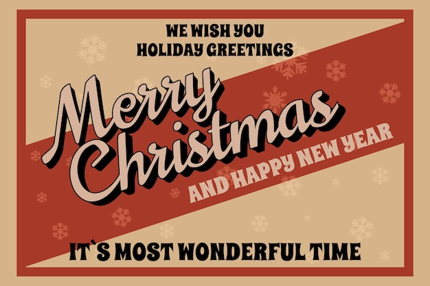 Vetor template de banner retrô de natal feliz cartão de saudações histórico de fundo tipografia ilustração vetorial