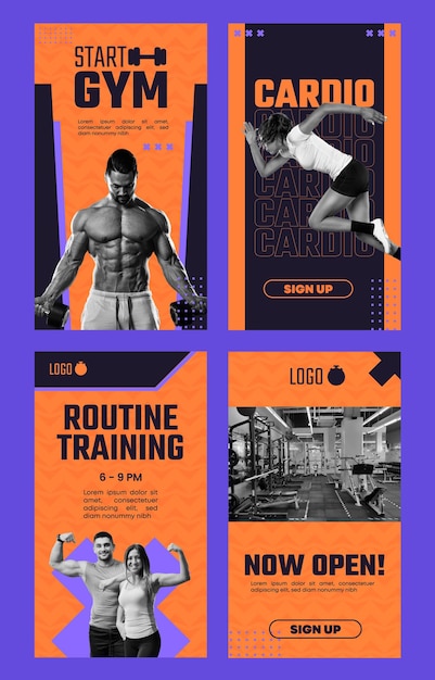 TEMPLATE de design de história de ginásio e fitness