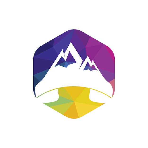 Vetor template de design de logotipo de vetor de chamada de montanha telemóvel com design de logotipo de ícone de montanha