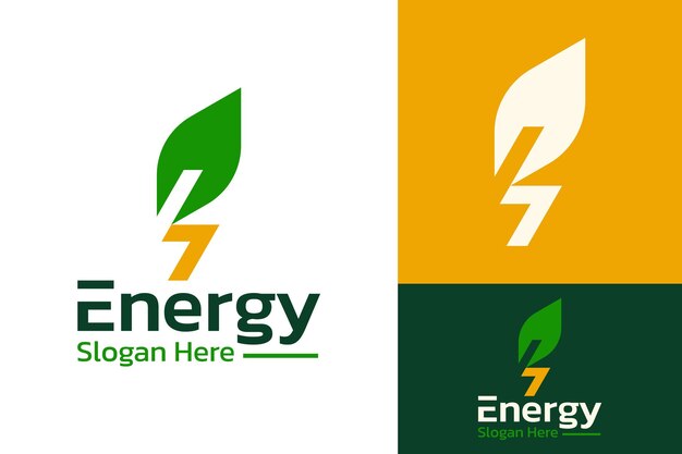 Vetor template de design de marca de logotipo de energia verde.