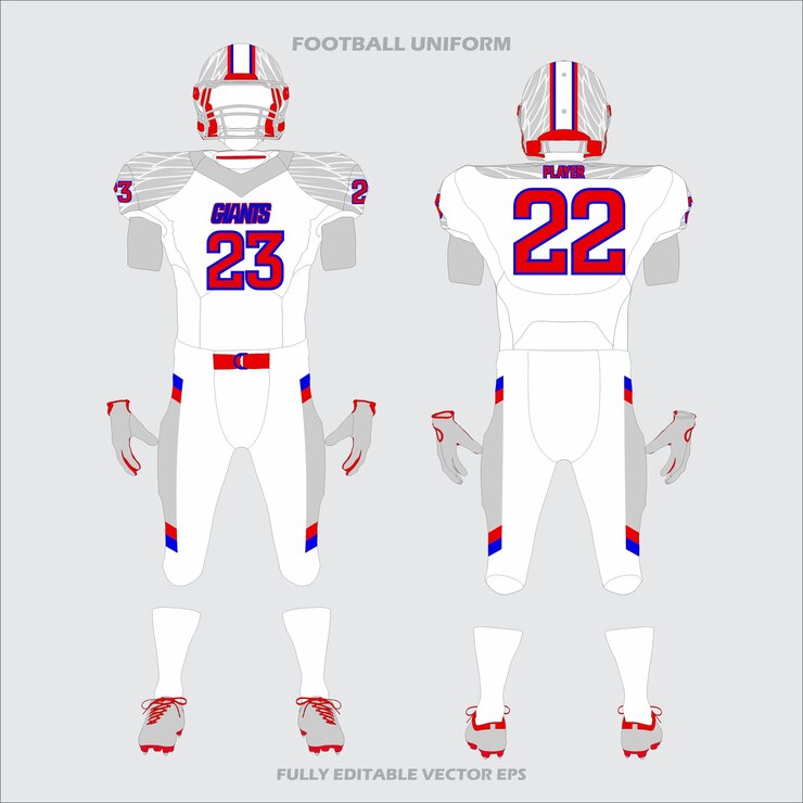 Vetor template de design de uniforme de futebol americano dos giants em formato vetorial